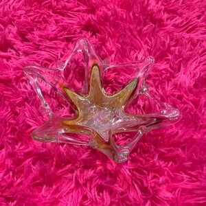 Vintage Murano Glass Stretched Rainbow Star Fish Candy Bowl 1998